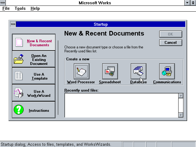 Microsoft Works 3 Win - Menu